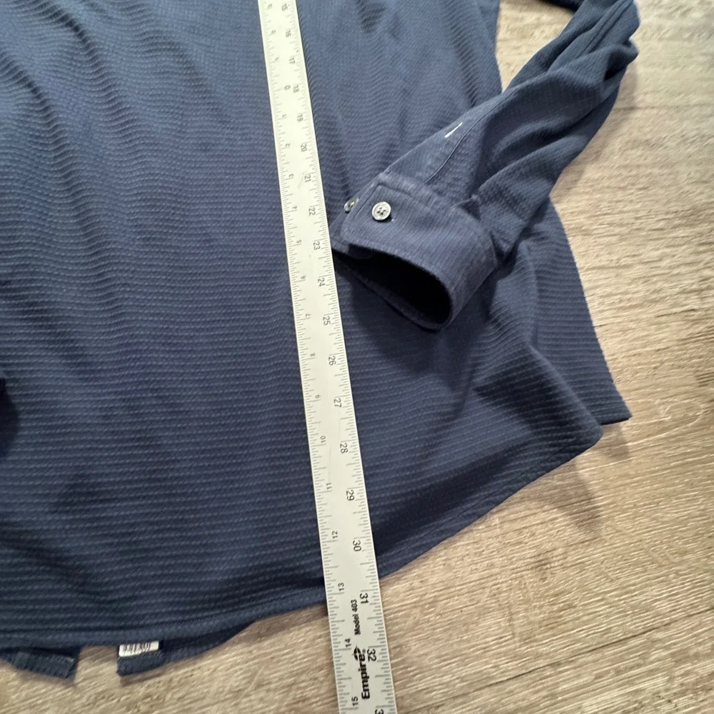 Hugo Boss Shirt Mens XL Blue Textured Cotton Slim Fit Casual Preppy Classiccore